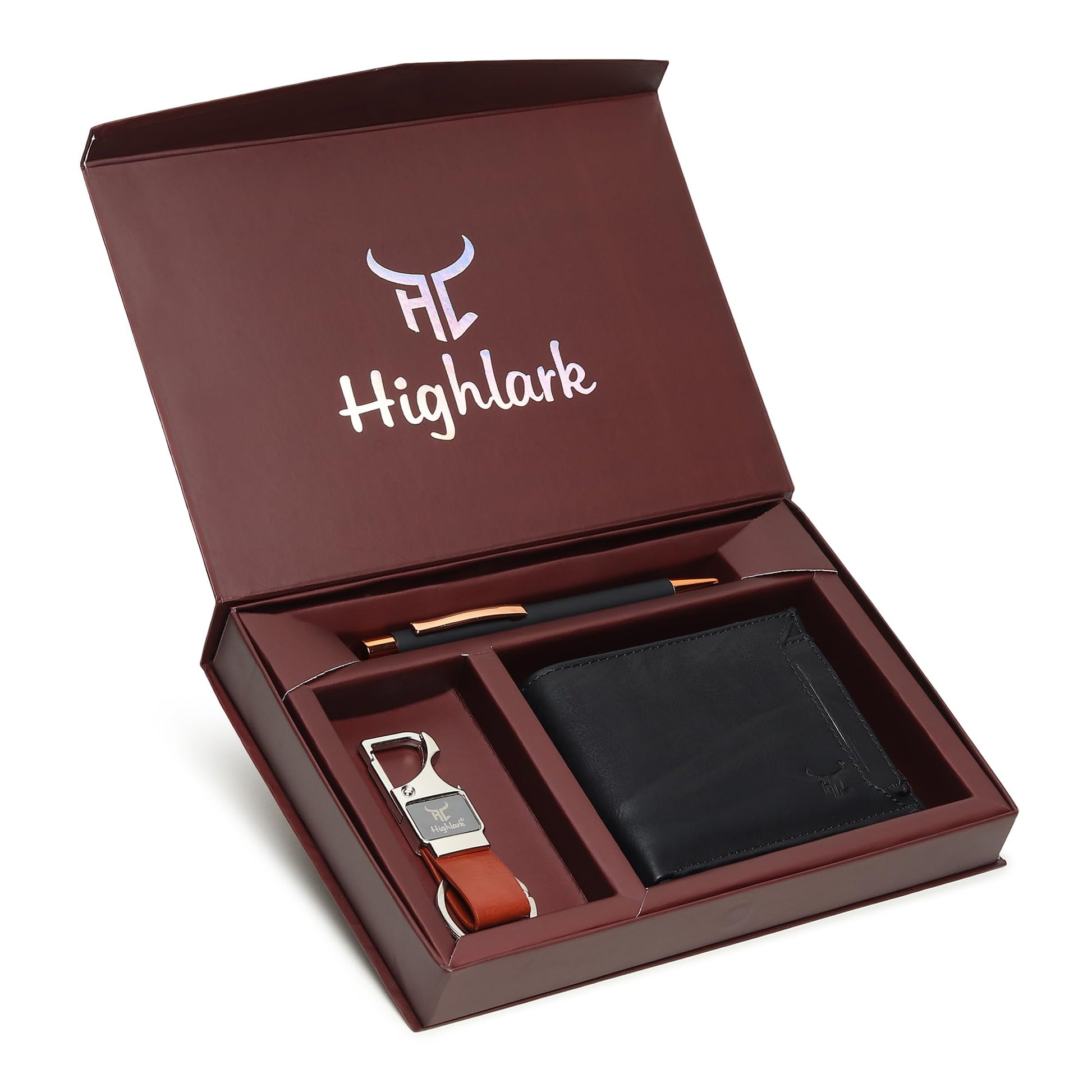 Premium Wallet, Pen & Keychain Gift Set for Men | Luxury Leather Slim Wallet with Executive Pen & Stylish Key Holder | Elegant Combo for Birthday, Anniversary & Corporate Gifting
