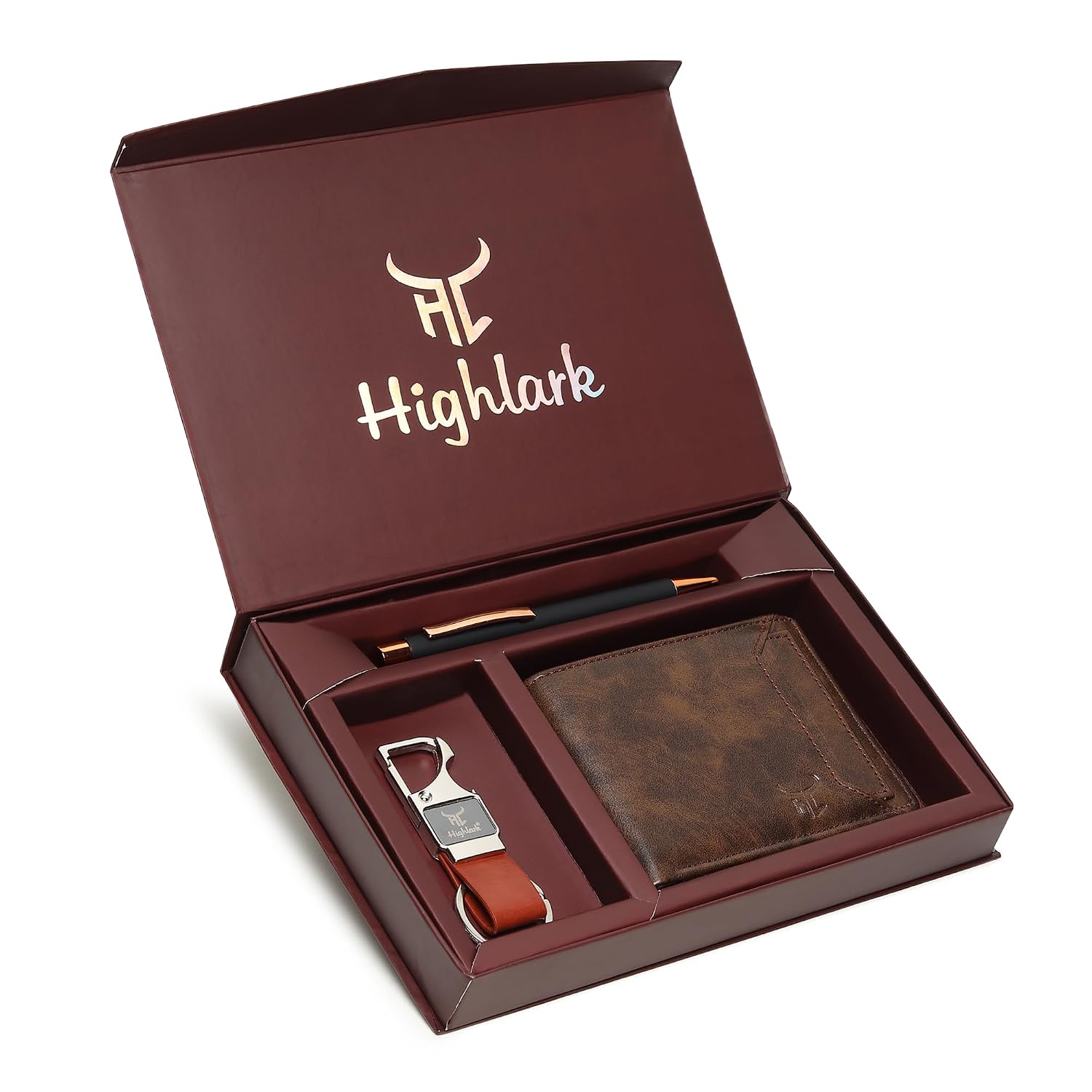 Premium Wallet, Pen & Keychain Gift Set for Men | Luxury Leather Slim Wallet with Executive Pen & Stylish Key Holder | Elegant Combo for Birthday, Anniversary & Corporate Gifting