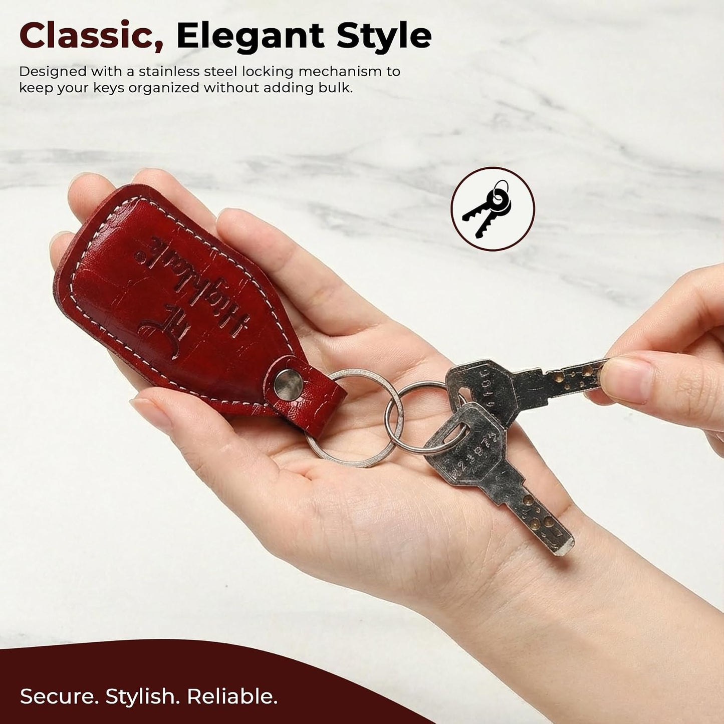 Signature Croco Leather Finish Keychain for Men & Women | Durable Metal Key Holder for Car and Bike Keys | Elegant Everyday Accessory