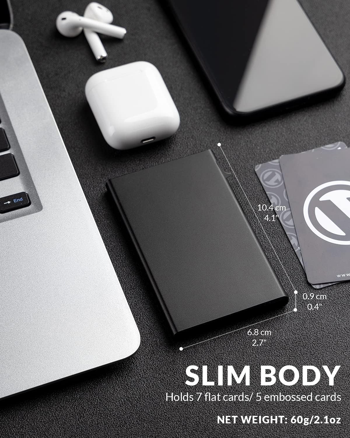 Black Slim Stainless Steel Card Holder, Side Pull Card Design for Men & Women