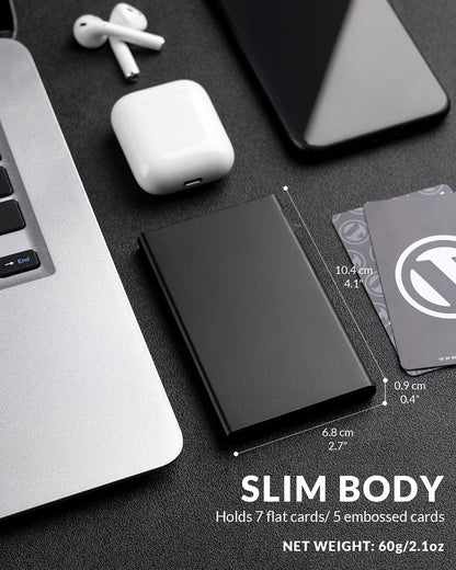 Black Slim Stainless Steel Card Holder, Side Pull Card Design for Men & Women