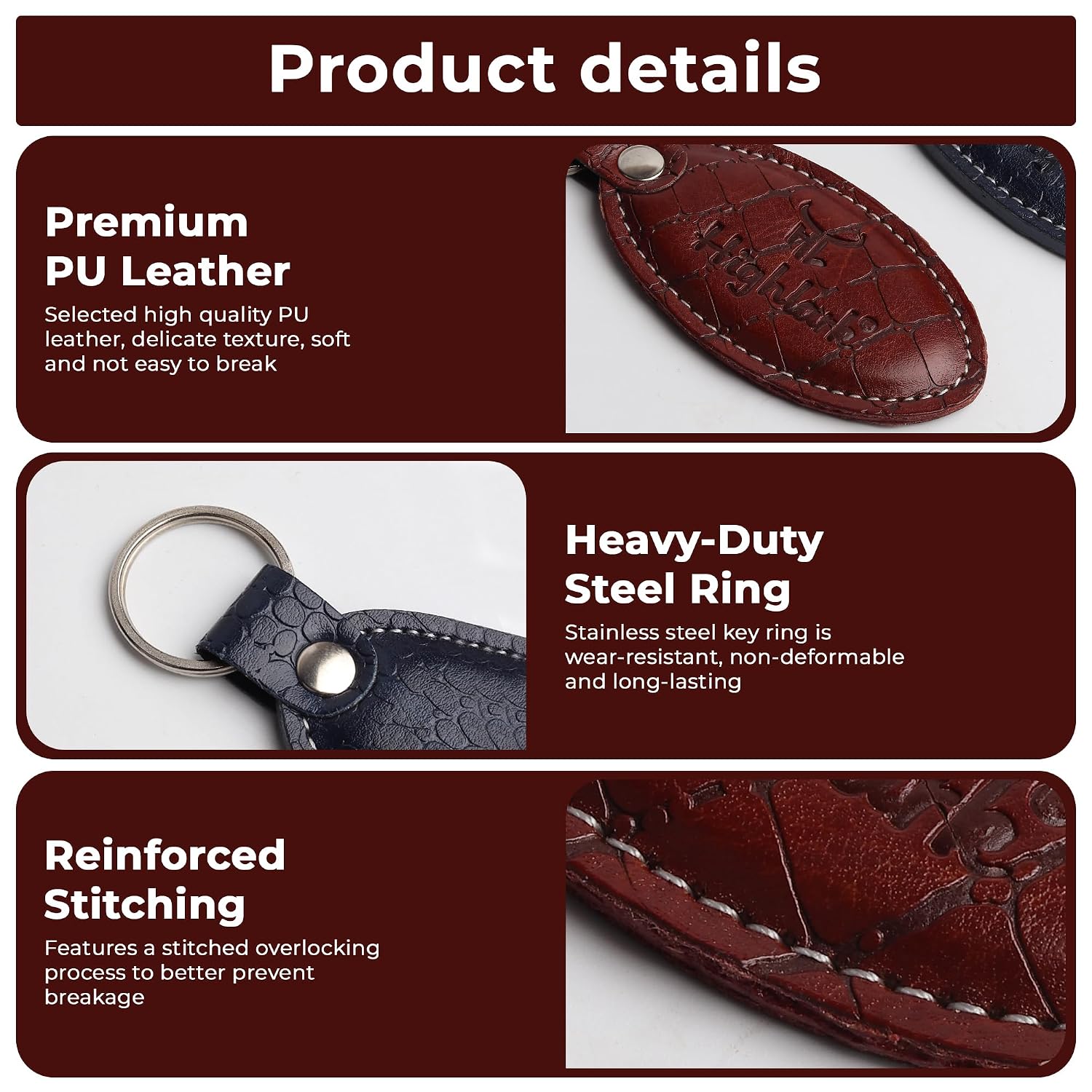 Signature Croco Leather Finish Keychain for Men & Women | Durable Metal Key Holder for Car and Bike Keys | Elegant Everyday Accessory