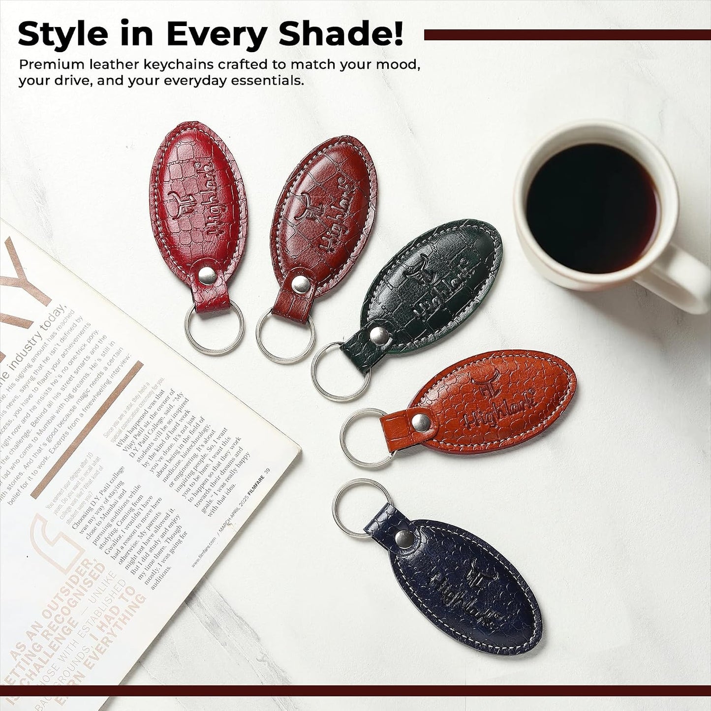 Signature Croco Leather Finish Keychain for Men & Women | Durable Metal Key Holder for Car and Bike Keys | Elegant Everyday Accessory