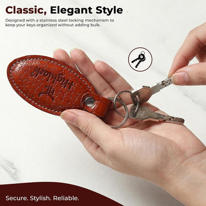 Signature Croco Leather Finish Keychain for Men & Women | Durable Metal Key Holder for Car and Bike Keys | Elegant Everyday Accessory