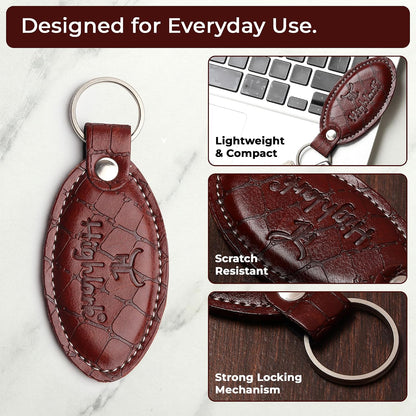 Signature Croco Leather Finish Keychain for Men & Women | Durable Metal Key Holder for Car and Bike Keys | Elegant Everyday Accessory