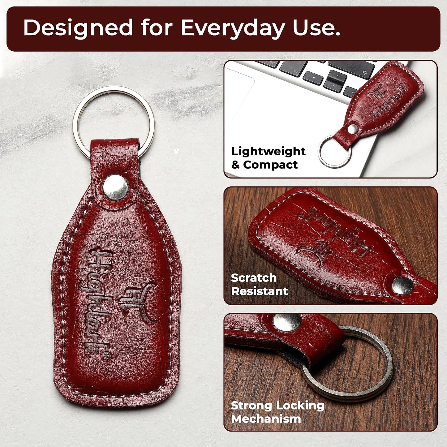 Signature Croco Leather Finish Keychain for Men & Women | Durable Metal Key Holder for Car and Bike Keys | Elegant Everyday Accessory