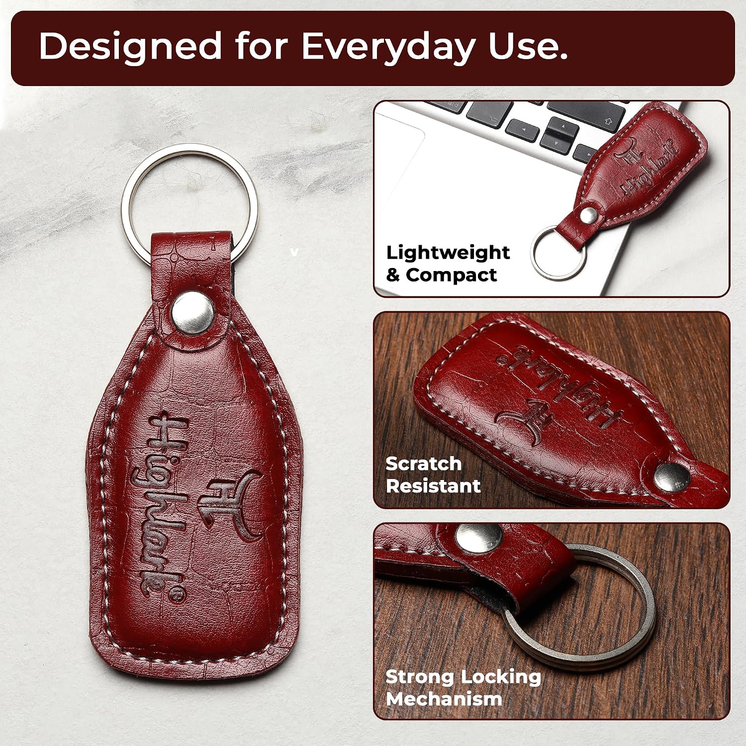 Signature Croco Leather Finish Keychain for Men & Women | Durable Metal Key Holder for Car and Bike Keys | Elegant Everyday Accessory