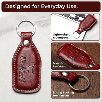 Signature Croco Leather Finish Keychain for Men & Women | Durable Metal Key Holder for Car and Bike Keys | Elegant Everyday Accessory