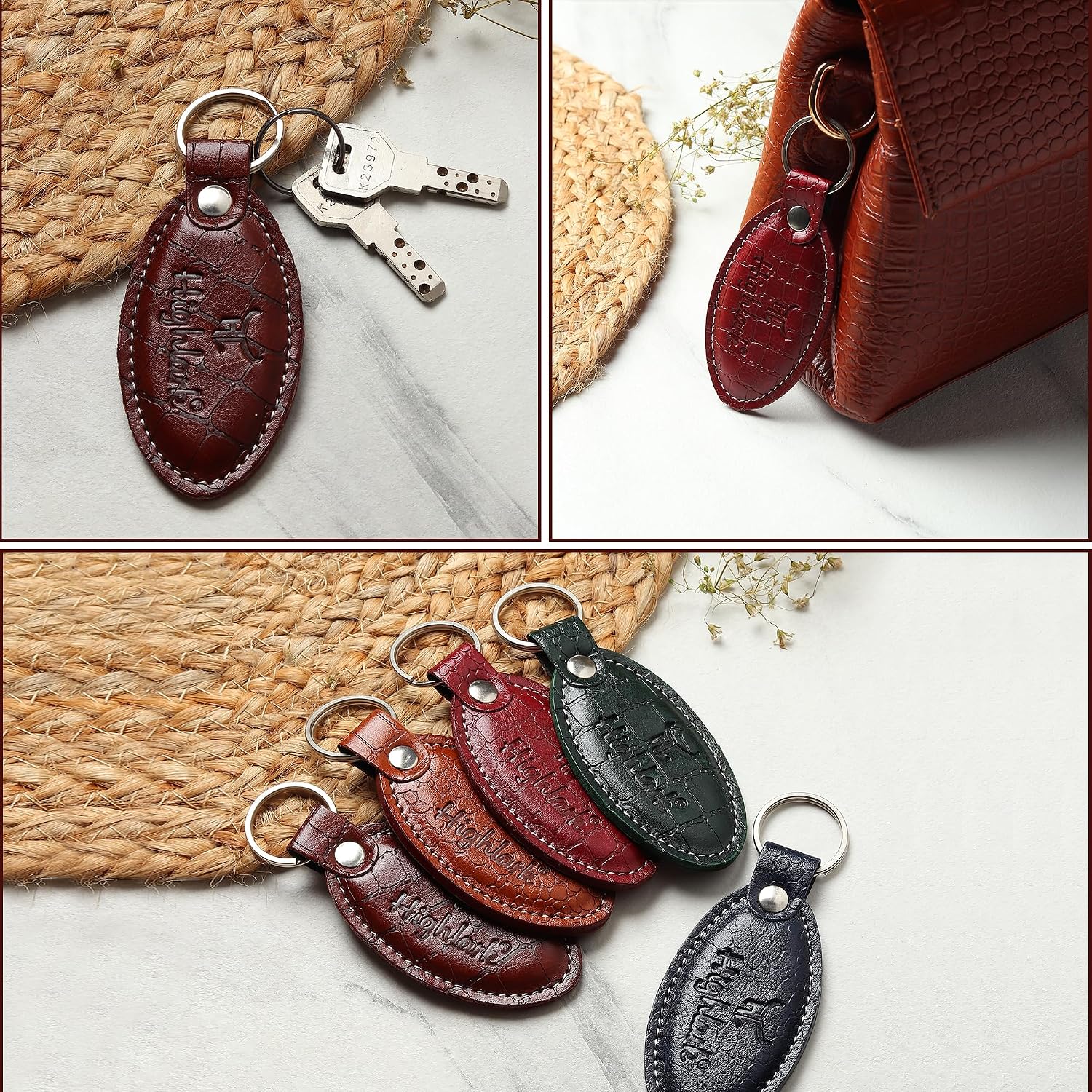 Signature Croco Leather Finish Keychain for Men & Women | Durable Metal Key Holder for Car and Bike Keys | Elegant Everyday Accessory
