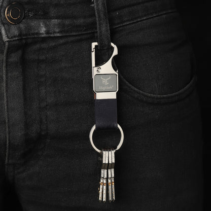 Highlark Premium Keychain for Men & Women | Stylish Metal Key Ring with Leather-Finish Strap | Gift Box (Copy)