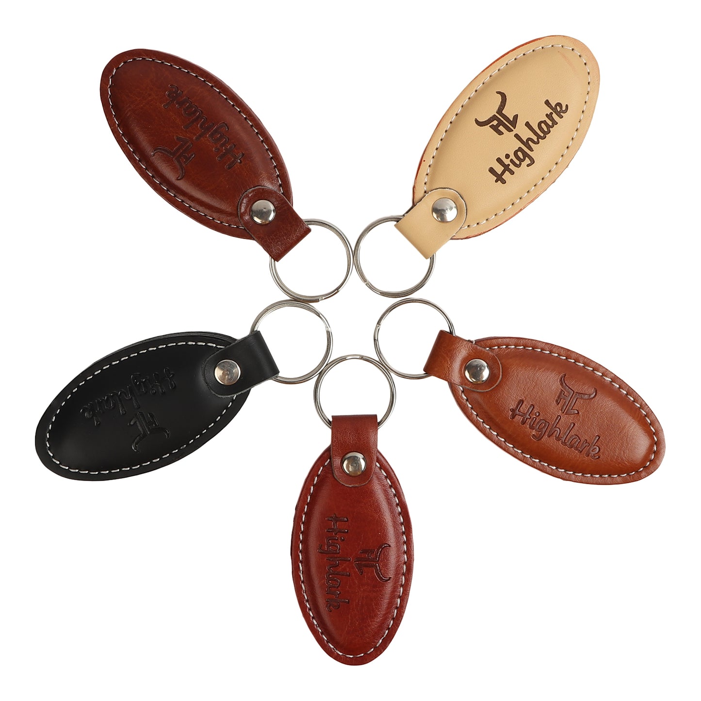 Highlark Premium Leather Keychain for Men & Women | Stylish Metal Key Ring for Car, Bike & House Keys