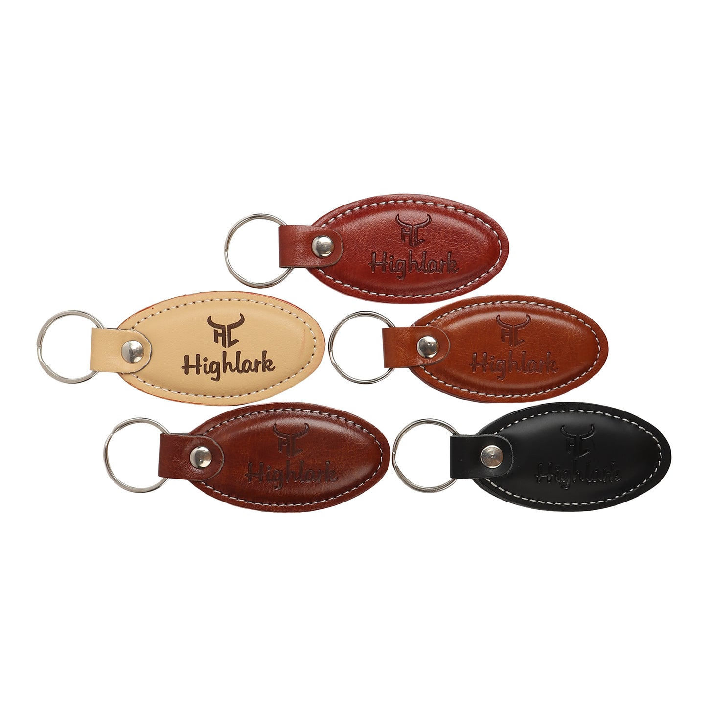 Highlark Premium Leather Keychain for Men & Women | Stylish Metal Key Ring for Car, Bike & House Keys