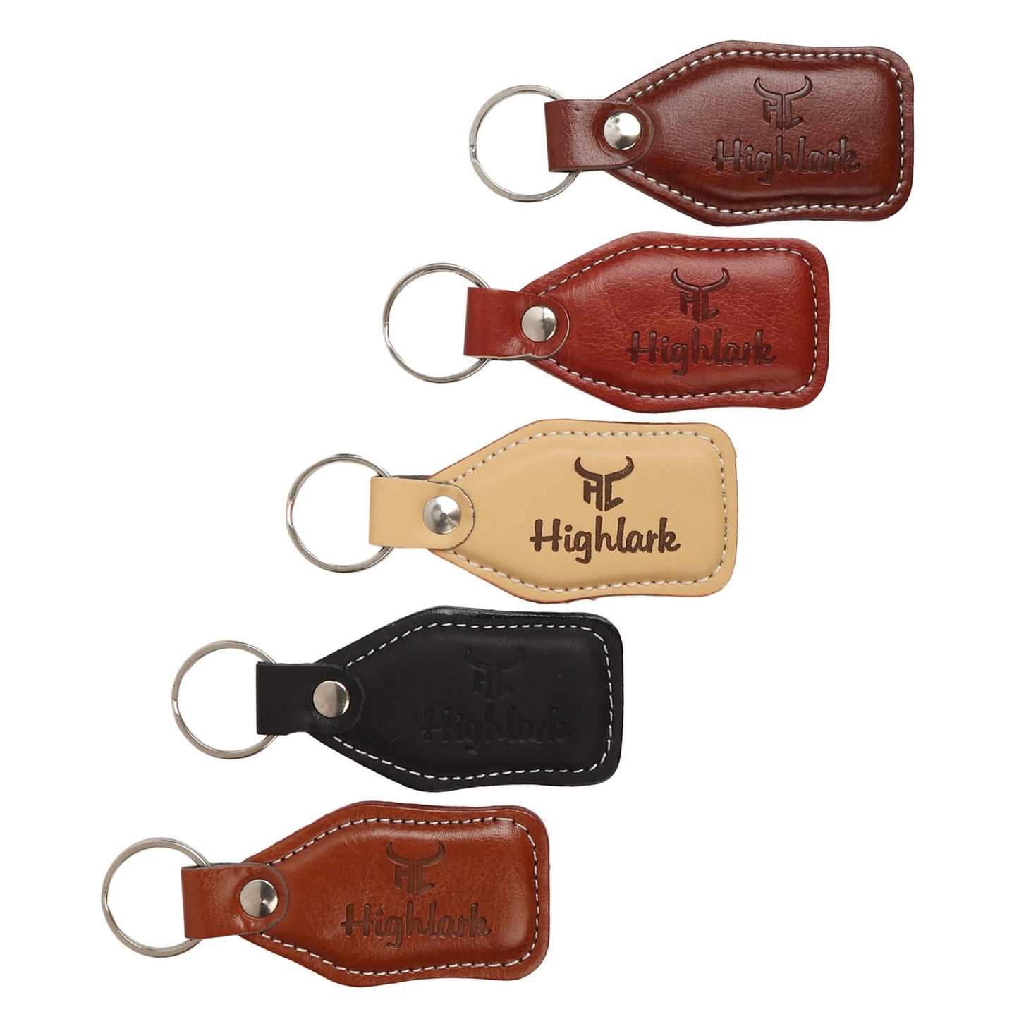 Highlark Premium Leather Keychain for Men & Women | Stylish Metal Key Ring for Car, Bike & House Keys
