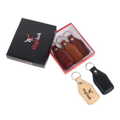 Highlark Premium Leather Keychain for Men & Women | Stylish Metal Key Ring for Car, Bike & House Keys