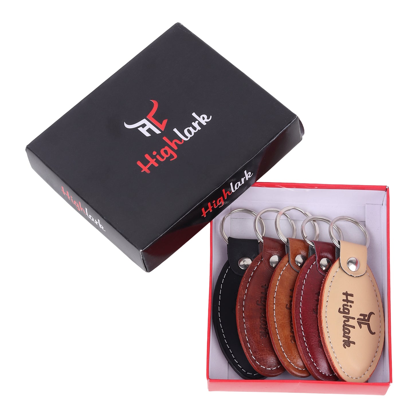 Highlark Premium Leather Keychain for Men & Women | Stylish Metal Key Ring for Car, Bike & House Keys