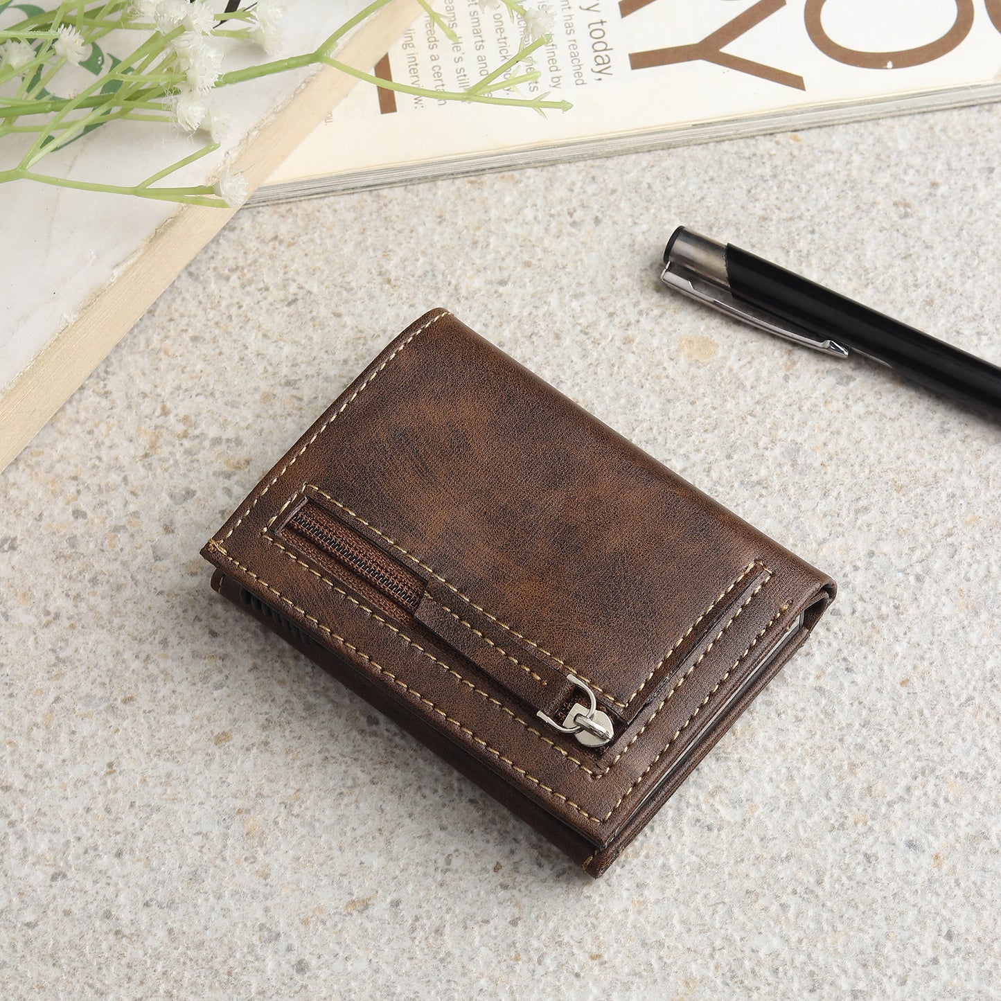 Highlark Brown Elite Pro SlideX RFID Protected Wallet Card Holder for Men