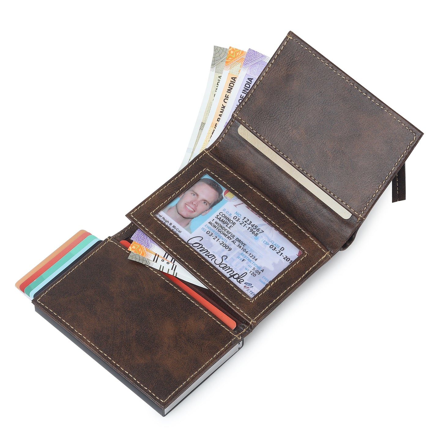 Highlark Brown Elite Pro SlideX RFID Protected Wallet Card Holder for Men
