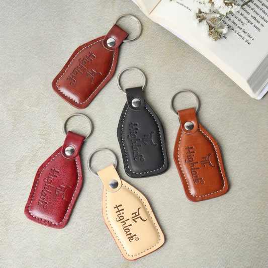 Highlark Premium Leather Keychain for Men & Women | Stylish Metal Key Ring for Car, Bike & House Keys
