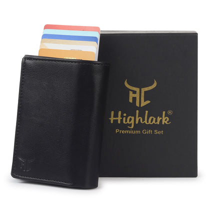 Highlark Black RFID Pop-Up Leather Wallet Card Holder for Men