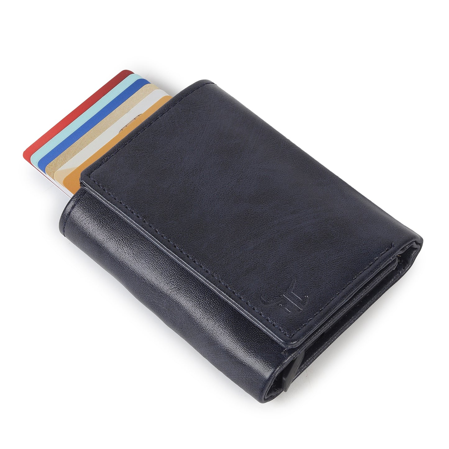Highlark Blue RFID Pop-Up Leather Wallet Card Holder for Men