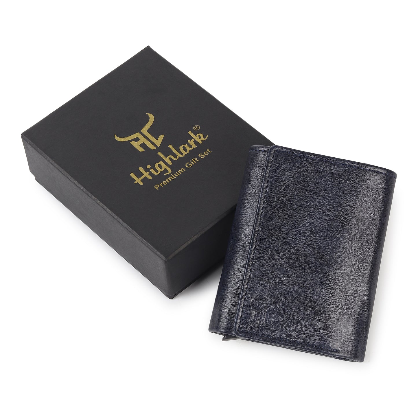 Highlark Blue RFID Pop-Up Leather Wallet Card Holder for Men