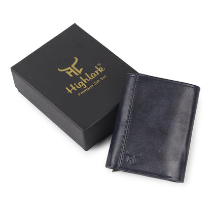 Highlark Blue RFID Pop-Up Leather Wallet Card Holder for Men
