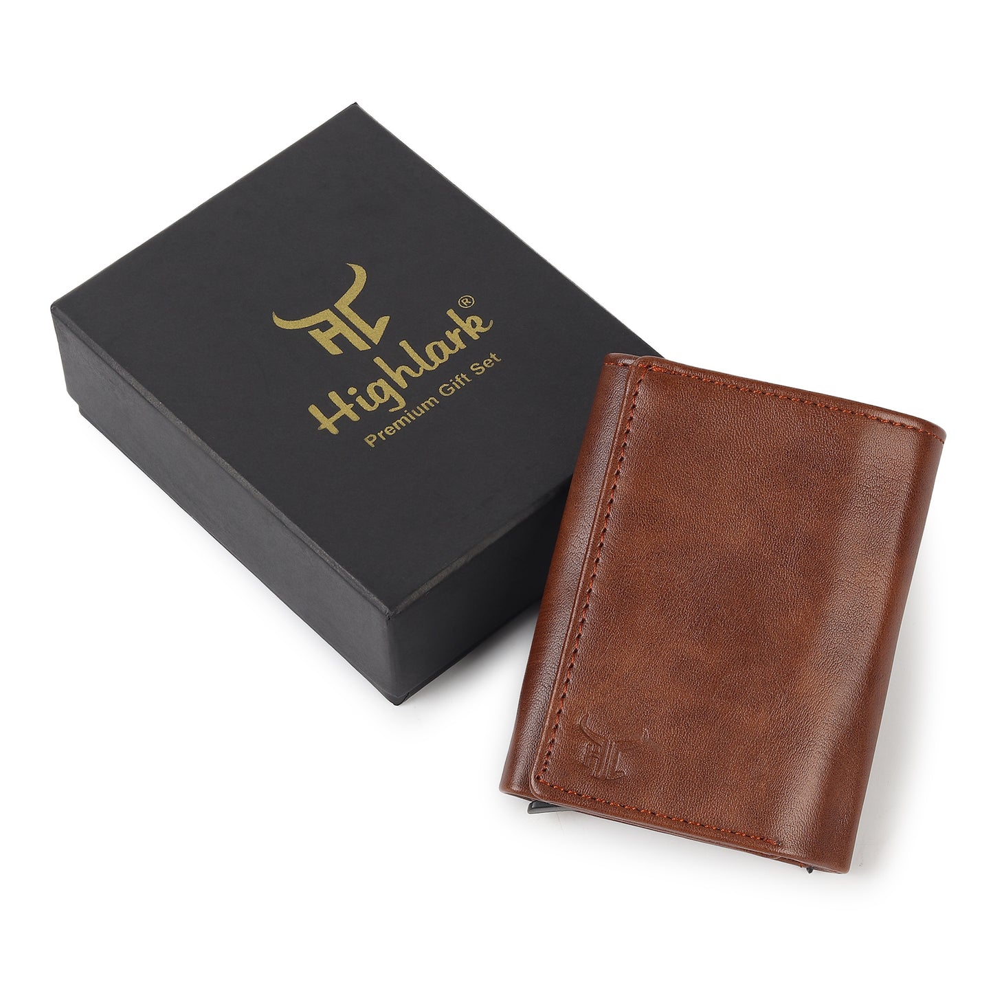 Highlark Brown RFID Pop-Up Leather Wallet Card Holder for Men