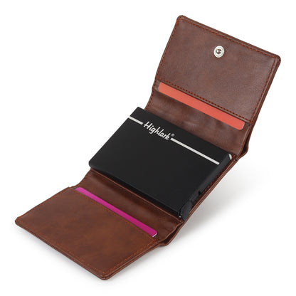 Highlark Brown RFID Pop-Up Leather Wallet Card Holder for Men