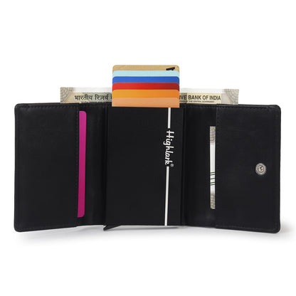 Highlark Black RFID Pop-Up Leather Wallet Card Holder for Men