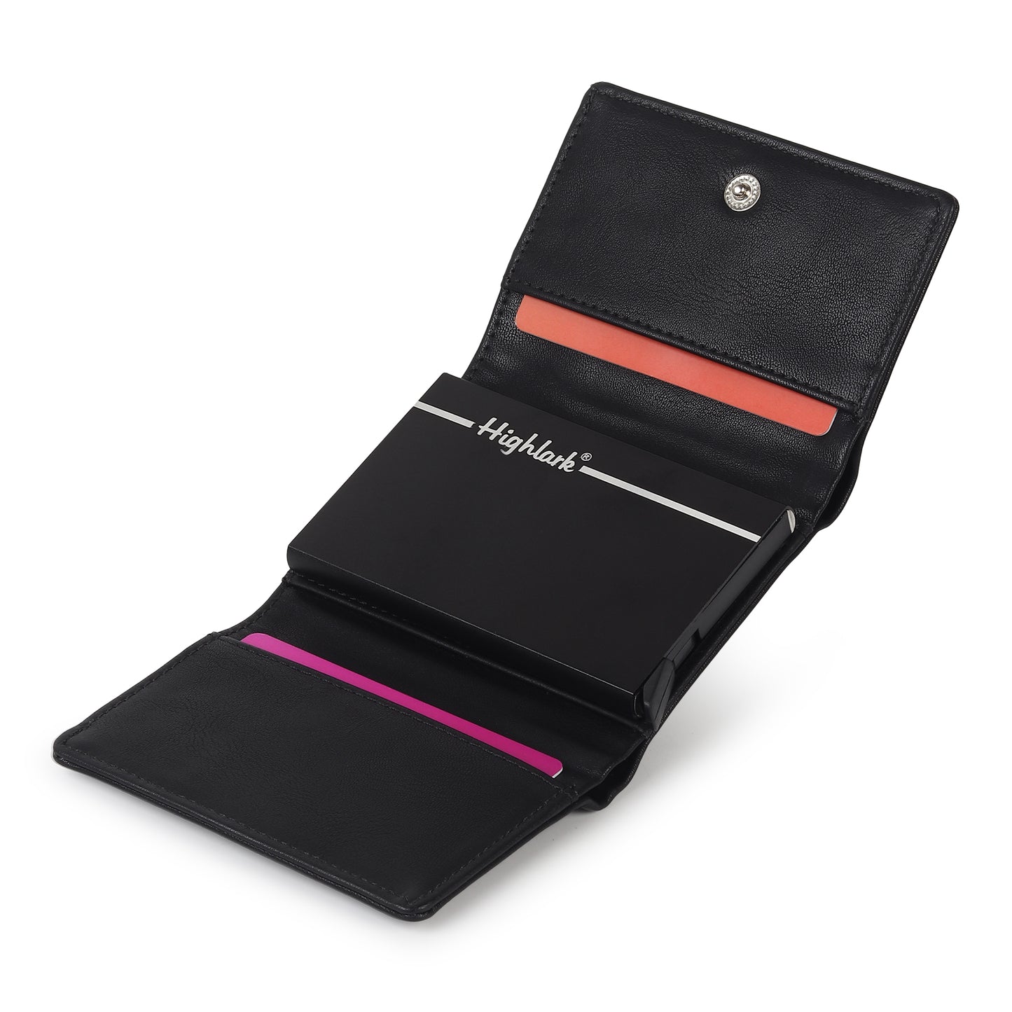 Highlark Black RFID Pop-Up Leather Wallet Card Holder for Men