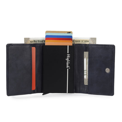 Highlark Blue RFID Pop-Up Leather Wallet Card Holder for Men
