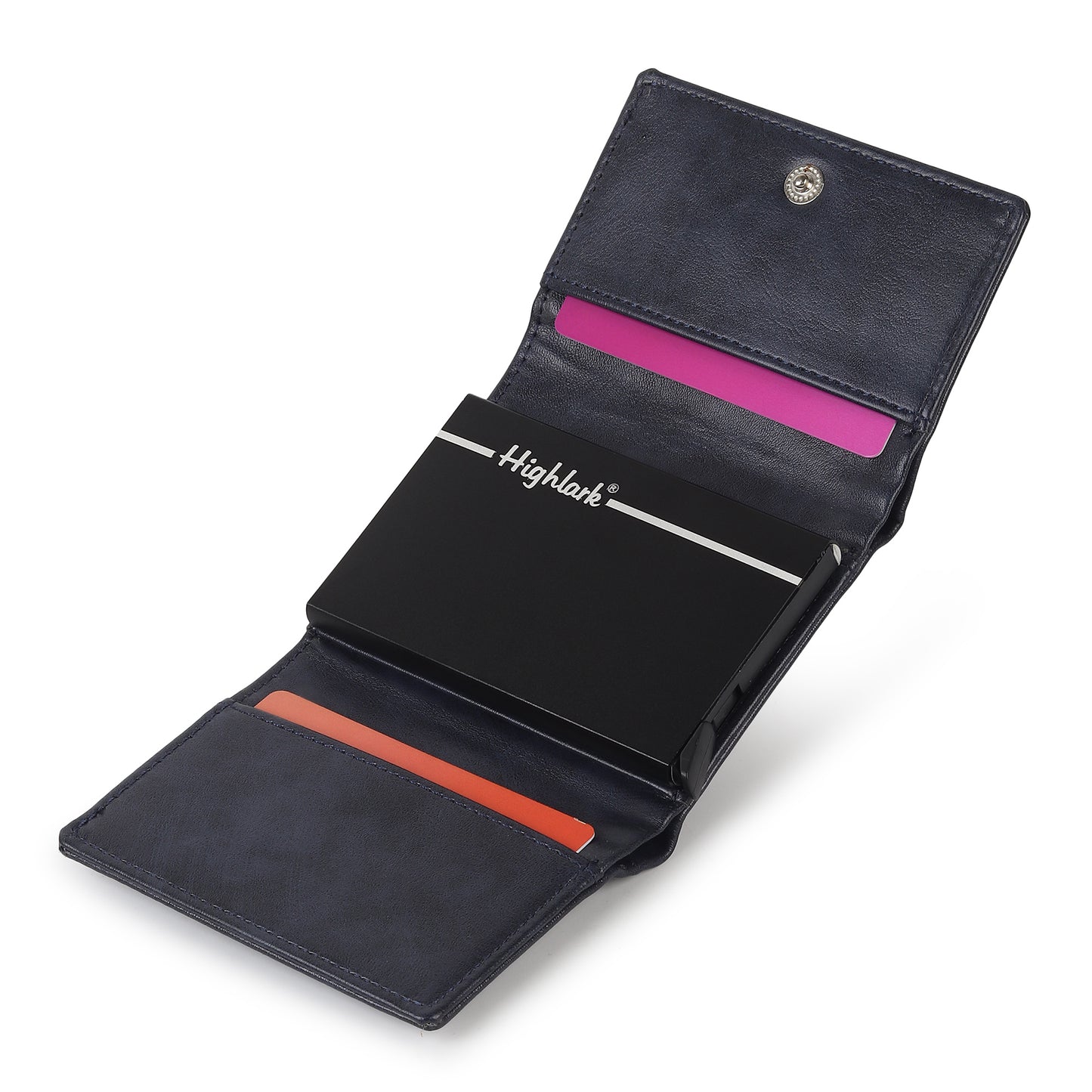 Highlark Blue RFID Pop-Up Leather Wallet Card Holder for Men