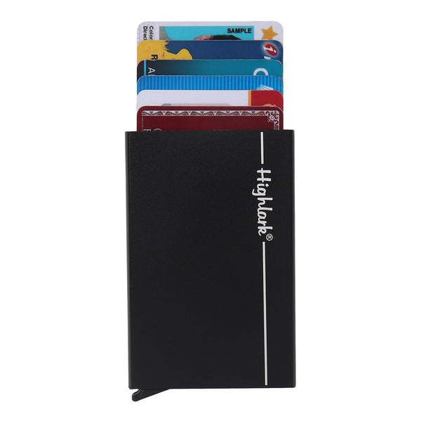 Highlark Black Stylish & Slim Stainless Steel Unisex RFID Card Holder | Card Holder for Men & Women | Pull Card | Debit & Credit Card