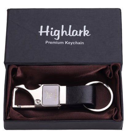 Highlark Premium Keychain for Men & Women | Stylish Metal Key Ring with Leather-Finish Strap | Gift Box (Copy)