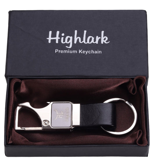Highlark Premium Keychain for Men & Women | Stylish Metal Key Ring with Leather-Finish Strap | Gift Box (Copy)