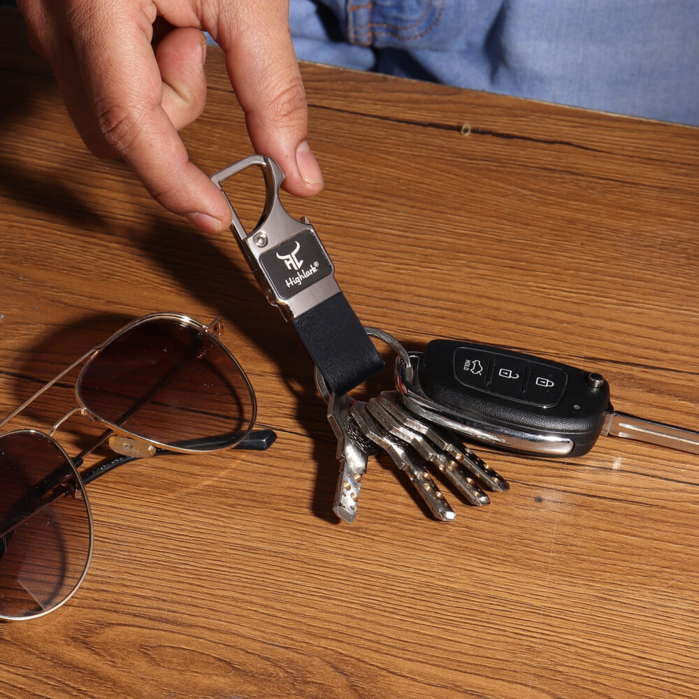 Highlark® Keychain with Faux Leather Loop | Uses For Home, Office, Car & Bike Keyring | Durable & Stylish Key Holder | Carabiner with Bottel opener keychain for Men & Women (Copy) - Image 2