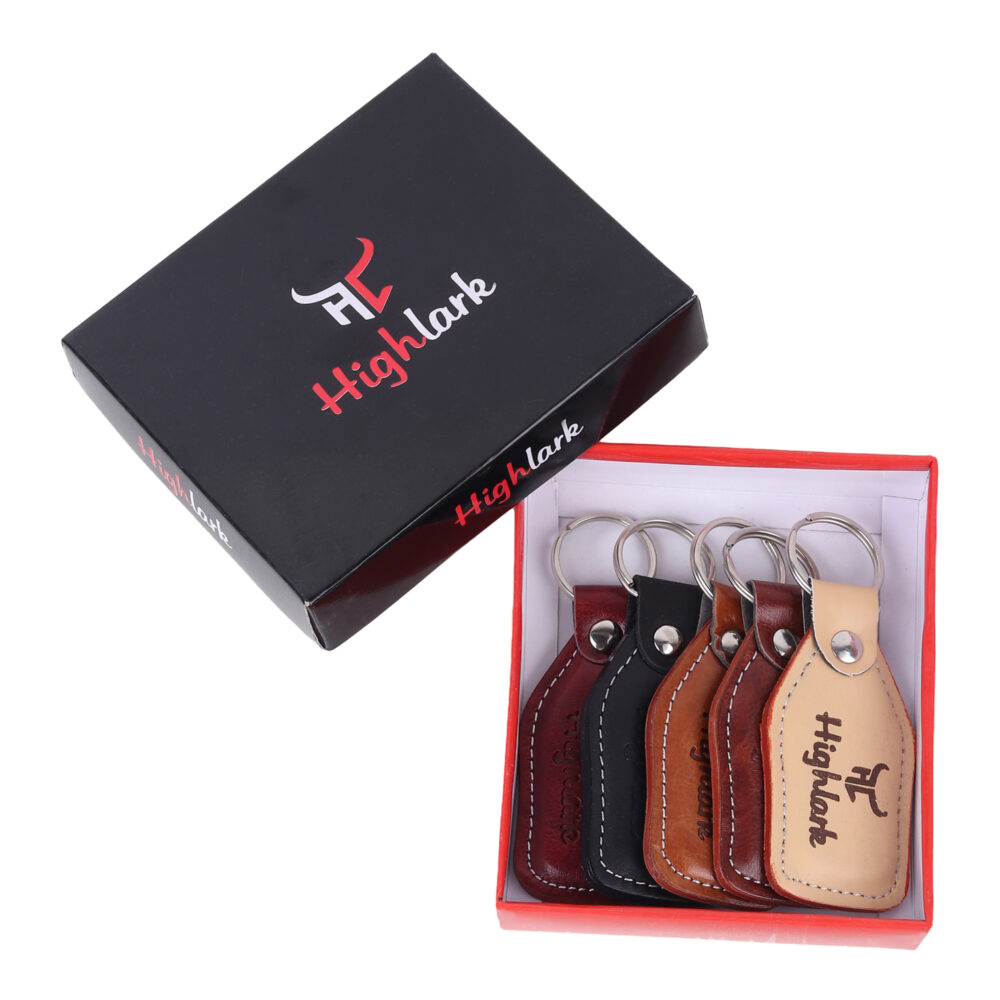 Highlark Leather Keyring & Keychain, Uses for Home, Office, Car & Bike, Ideal for Gifting, Durable and Stylish Key Holder, Heavy Duty Leather Keychain For Men & Women (Set of 5) - Image 5