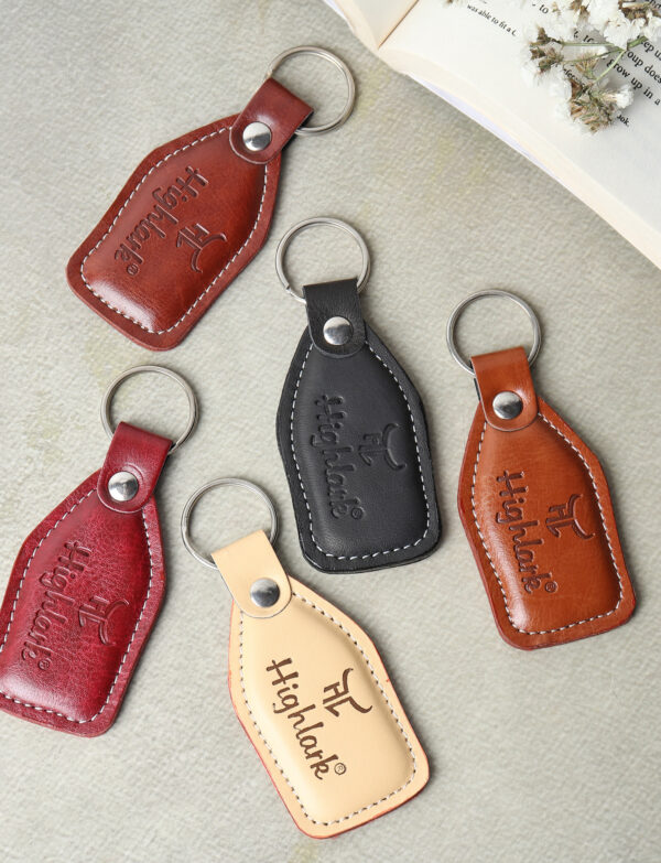 Highlark Leather Keyring & Keychain, Uses for Home, Office, Car & Bike, Ideal for Gifting, Durable and Stylish Key Holder, Heavy Duty Leather Keychain For Men & Women (Set of 5)