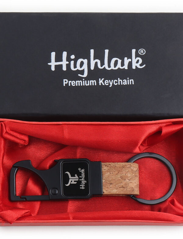 Highlark® Black Edition Keychain with Faux Leather Loop | Uses For Home, Office, Car & Bike Keyring | Durable & Stylish Key Holder | Carabiner with Bottel opener keychain for Men & Women