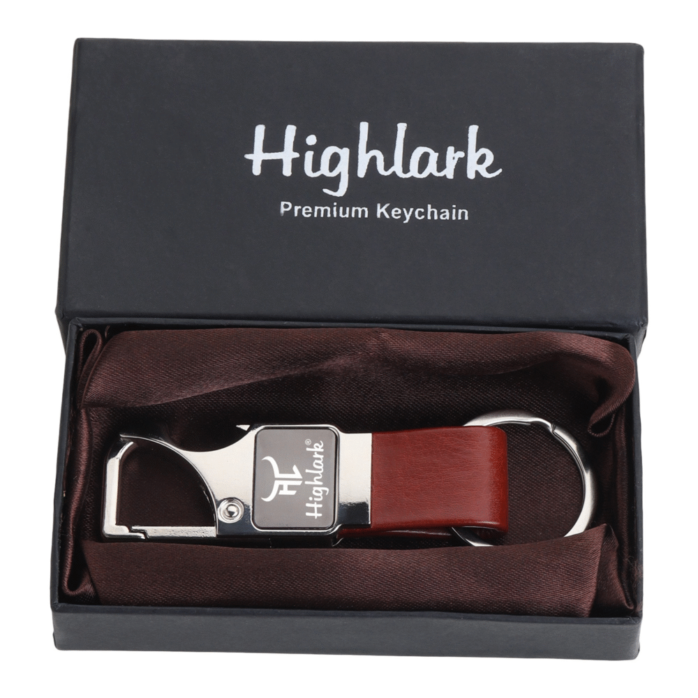 Highlark® Keychain with Faux Leather Loop | Uses For Home, Office, Car & Bike Keyring | Durable & Stylish Key Holder | Carabiner with Bottel opener keychain for Men & Women
