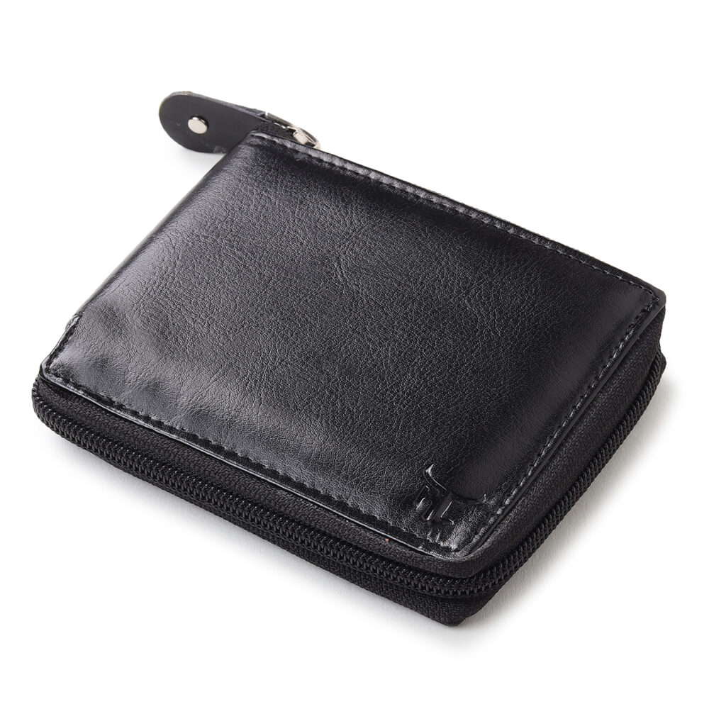 Highlark faux leather zipper wallet for men I slim & Compact wallet I credit/debit card Slots I 2 currency compartments I 2 secret compartments