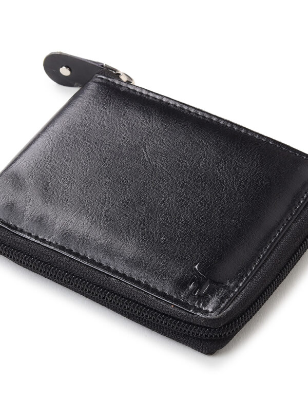 Highlark faux leather zipper wallet for men I slim & Compact wallet I credit/debit card Slots I 2 currency compartments I 2 secret compartments