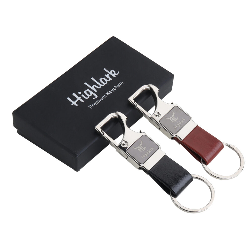 Highlark® Keychain with Faux Leather Loop | Uses For Home, Office, Car & Bike Keyring | Durable & Stylish Key Holder | Carabiner with Bottel opener keychain for Men & Women Highlark® Keychain with Faux Leather Loop | Uses For Home, Office, Car & Bike Keyring | Durable & Stylish Key Holder | Carabiner with Bottel opener keychain for Men & Women (Pack of 3) - Image 2