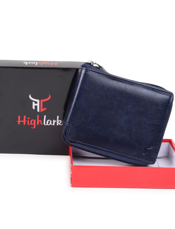 Highlark faux leather zipper wallet for men I slim & Compact wallet I credit/debit card Slots I 2 currency compartments I 2 secret compartments
